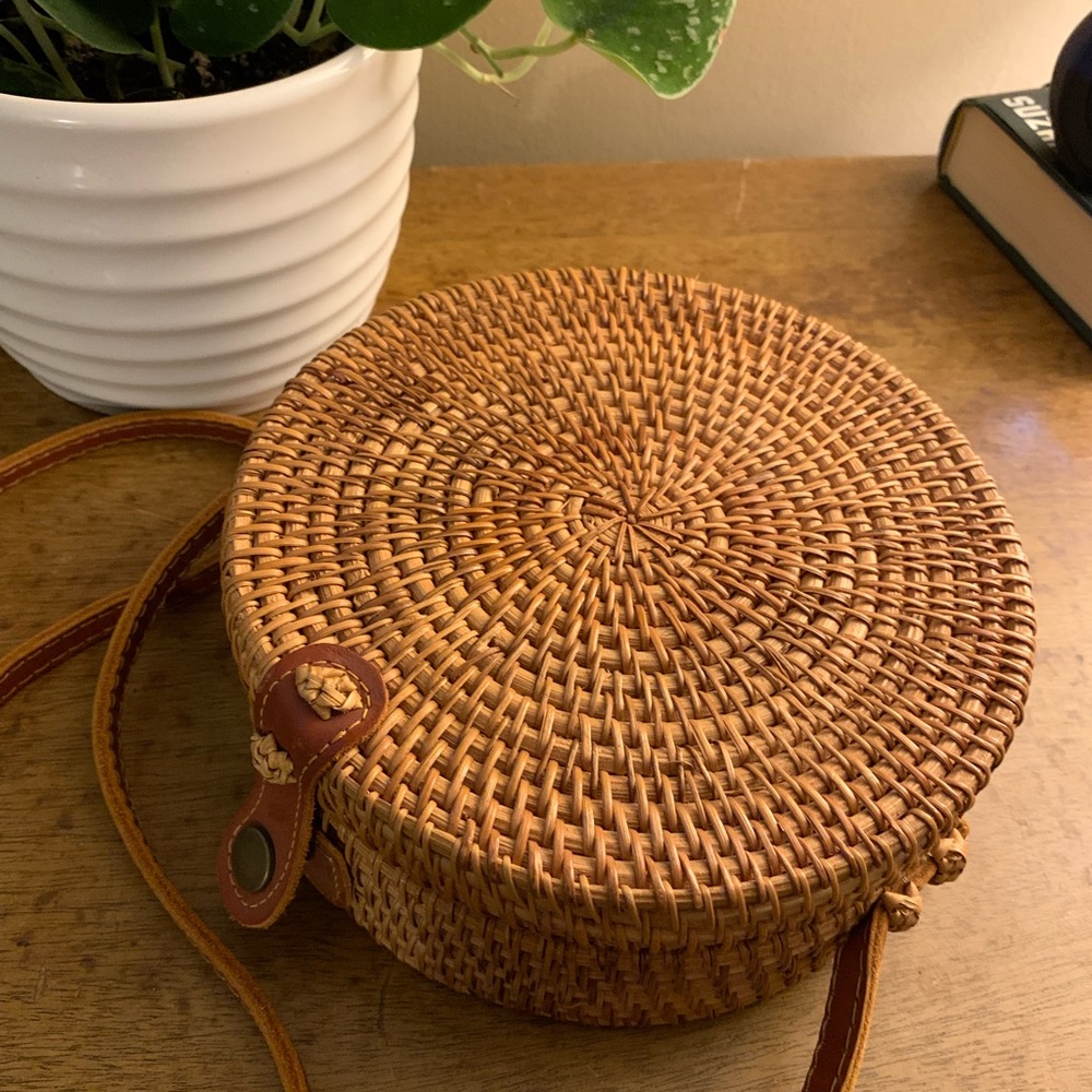 Round Rattan Boho Purse